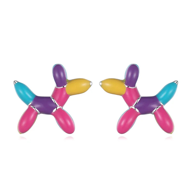 TrustDavis Real 925 Sterling Silver Sweet Colour Glaze Dog Stud Earrings For Women Wedding 925 Earring Fine Jewelry Gift DG0163