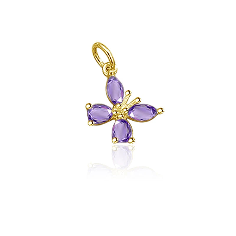 TrustDavis Real 925 Sterling Silver Sweet Zircon Butterfly Charm Pendant Handmade DIY Accessories Fine Jewelry Wholesale DZ1716