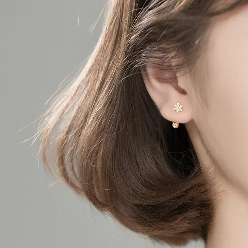 Flower CZ Screw Stud Earrings DA1799