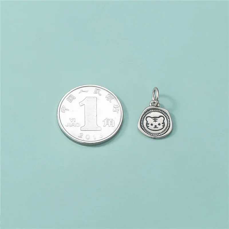 TrustDavis Real 925 Sterling Silver Animal Tiger Pendant Handmade DIY Necklace Bracelet Accessories Fine Jewelry Wholesale HY490