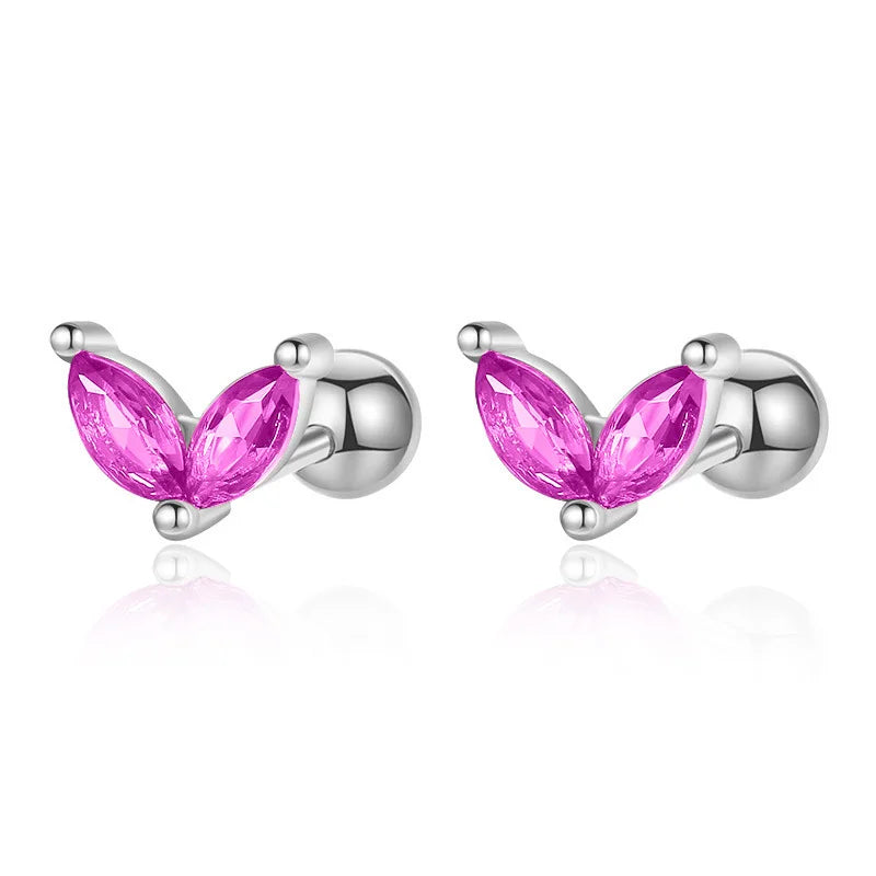 Geometric Star Colour CZ Screw Stud Earrings For Women Wedding Fine Jewelry DA052