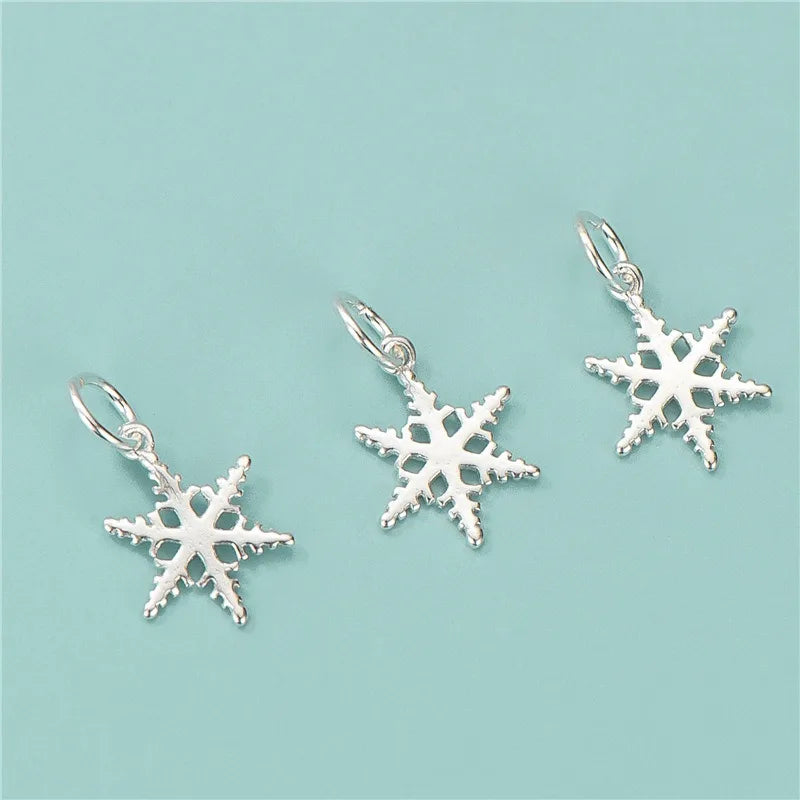 TrustDTrustDavis Real 925 Sterling Silver Romantic Mini Snowflake Charm Pendant Handmade DIY Accessories Wholesale DZ1759