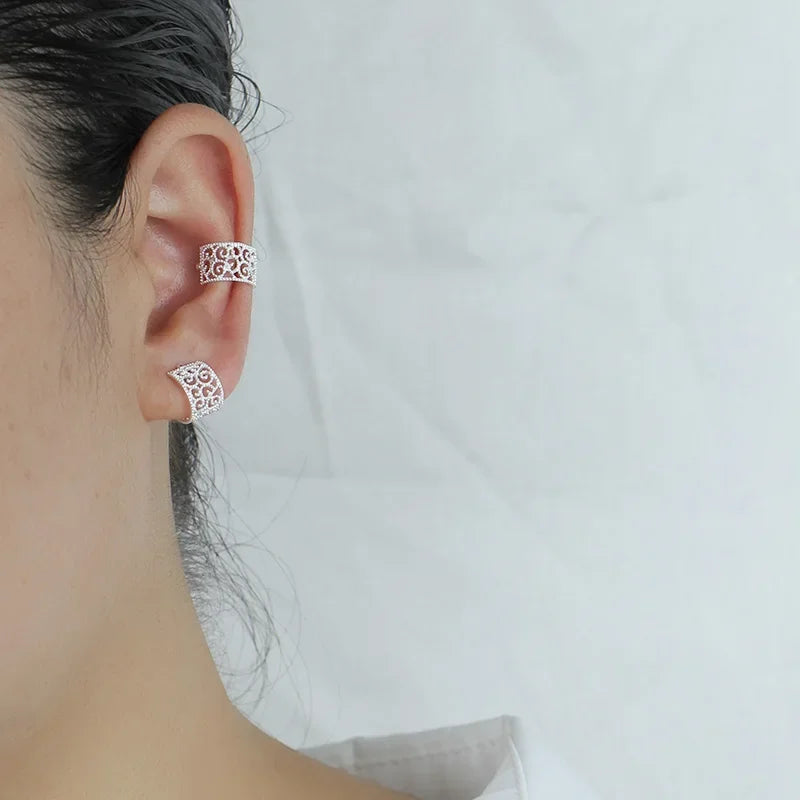 Trustdavis Genuine 925 Sterling Silver Sweet Hollow Out Ear Cuff Clip on Earring For Women Piercing Earing Jewelry Gift DA1034
