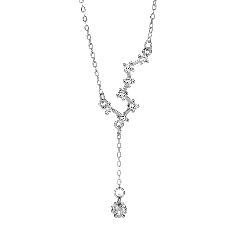 TrustDavis 925 Sterling Silver Women's Fashion Sweet Big Dipper Tassel Necklace for Women Girls Jewelry Gift DS4274