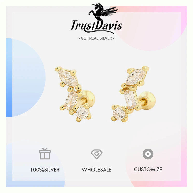 Irregular Zircon Stud Earrings for Women Daily Wear Jewelry Gift DS4991