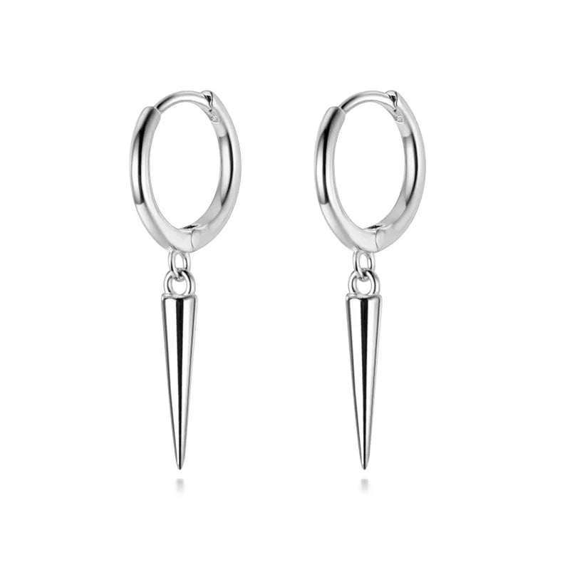 Hanging Rivet Cone Pendant Hoop Earrings DA472