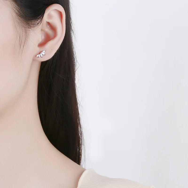 TrustDavis Real 925 Sterling Silver White Zircon Horse Eye Screw Stud Earrings For Women Wedding Trendy Fine Jewelry DG0031