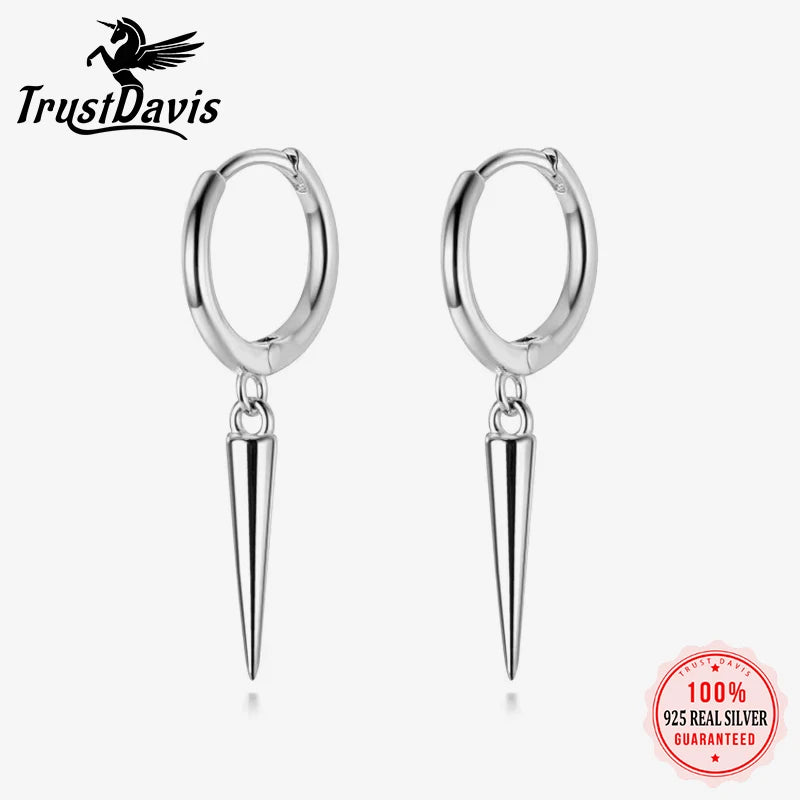 Hanging Rivet Cone Pendant Hoop Earrings DA472