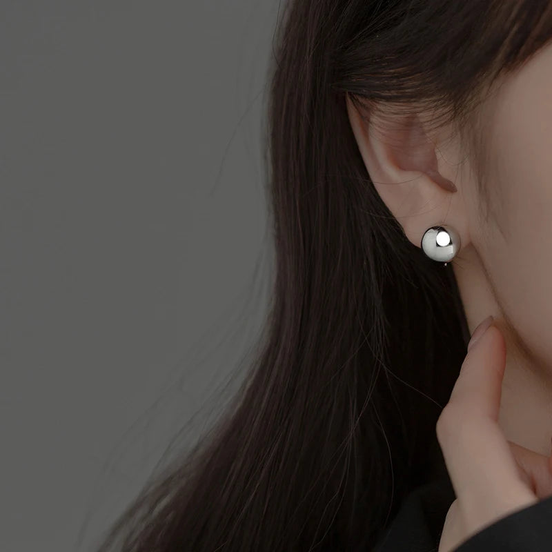 Simple Smooth Round Ball Charm Hoop Earrings DA2977