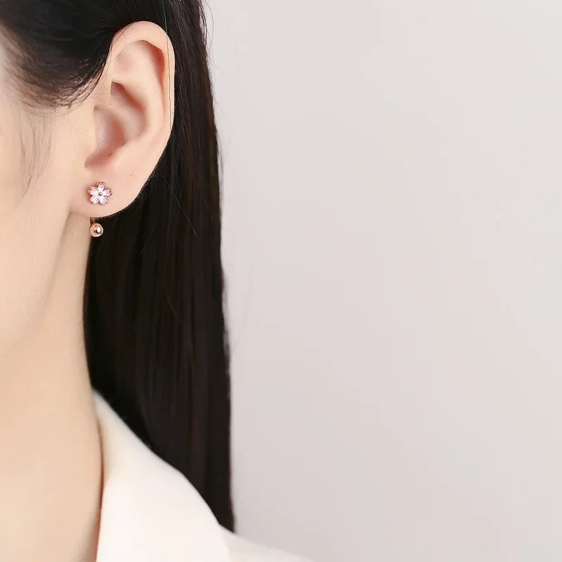 925 Sterling Silver Cute Flower Stud Earrings DS3950