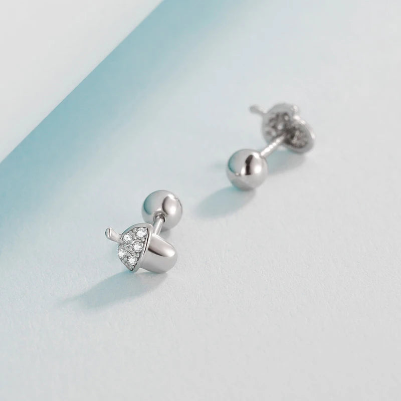 Trustdavis Girls Real 925 Sterling Silver Cute Acorn Stud Earrings Mum Daughter Birthday Party Gift Jewelry DS4305