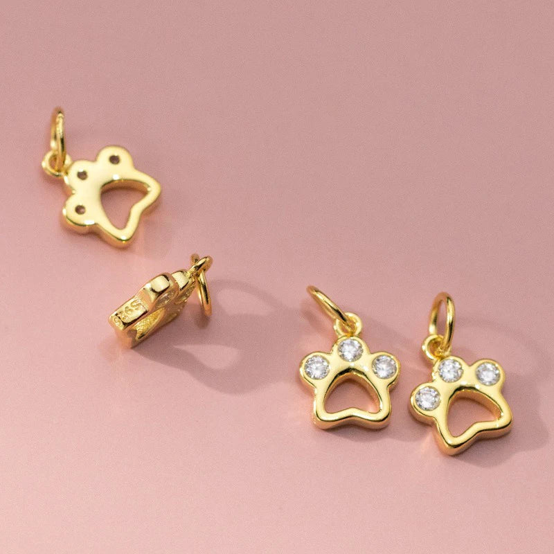 TrustDavis Real 925 Sterling Silver Fashion Cute Cat Claw Charm Pendant Handmade DIY Accessories Fine Jewelry Wholesale DZ1706