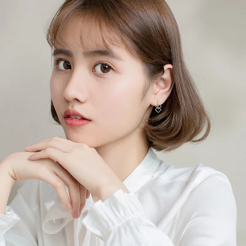 Linked Square Stud Earrings DA460
