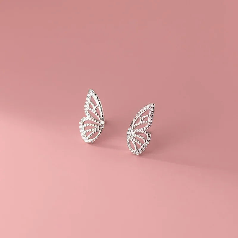 TrustDavis Real 925 Sterling Silver Fashion Insect Butterfly Shiny CZ Stud Earrings for Women Wedding Party Fine Jewelry DA2713