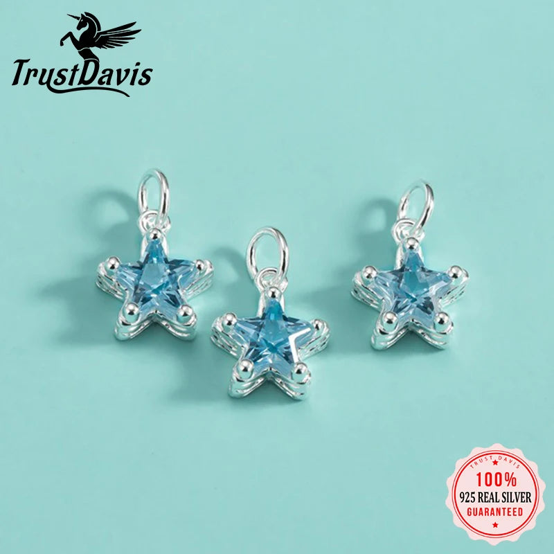 Fashion Shiny Diamond Blue Star Charm Pendant DZ1785