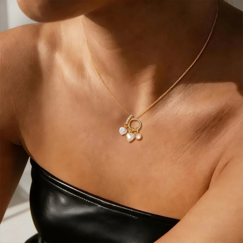 Heart-shaped White Shell Pendant DIY Accessories DS4862