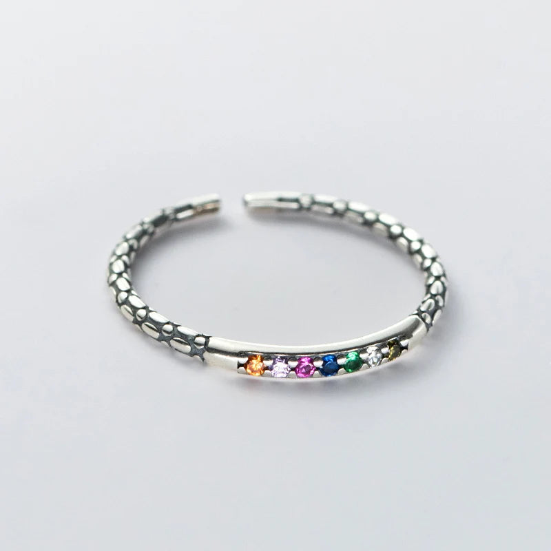 Real 925 Sterling Silver Vintage Open Ring DS4353