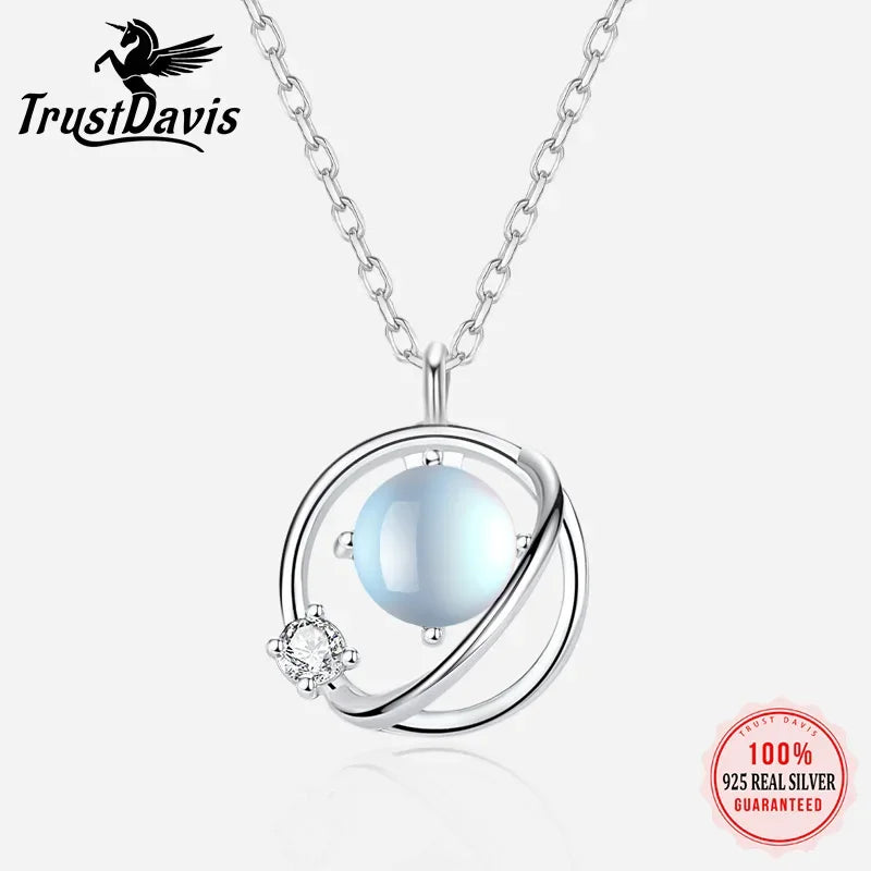 TrustDavis Genuine 100% 925 Sterling Silver Sweet Blue Crystal CZ Open Finger Ring For Women Wedding Silver 925 Jewelry DS1917