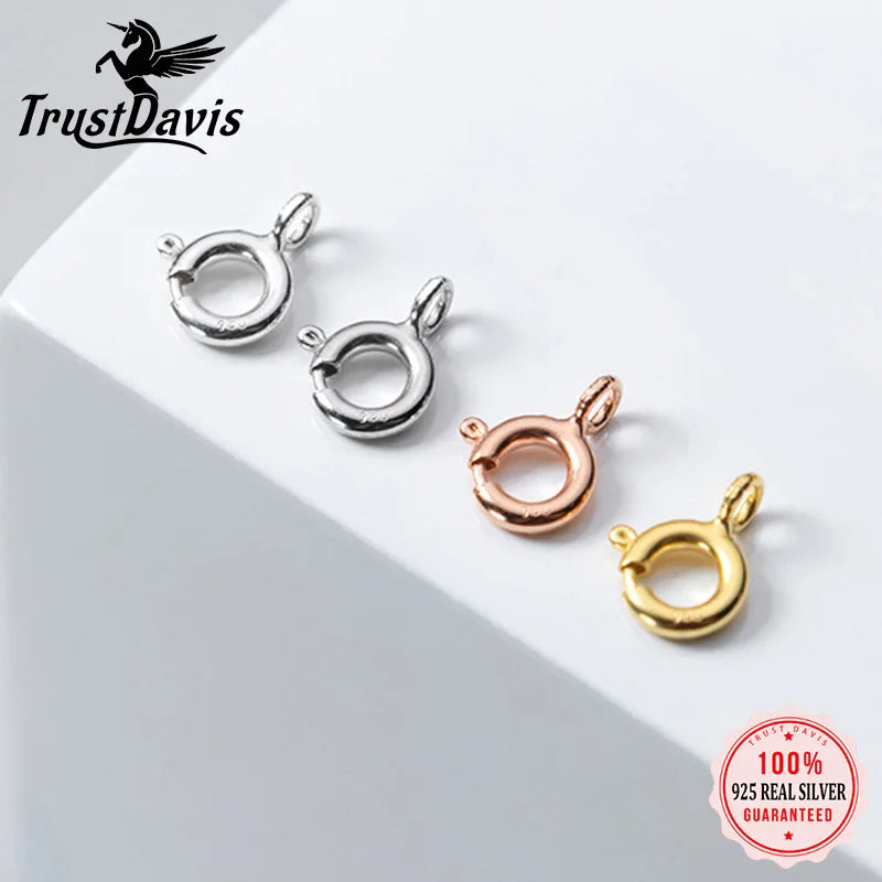 Trustdavis Real 925 Sterling Silver Silver Spring Clasp Bracelet Necklace with Loop Link DIY Manual Accessories Wholesale DZ19