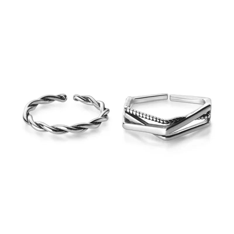 Thai Silver Cross Twist Opening Ring DA733