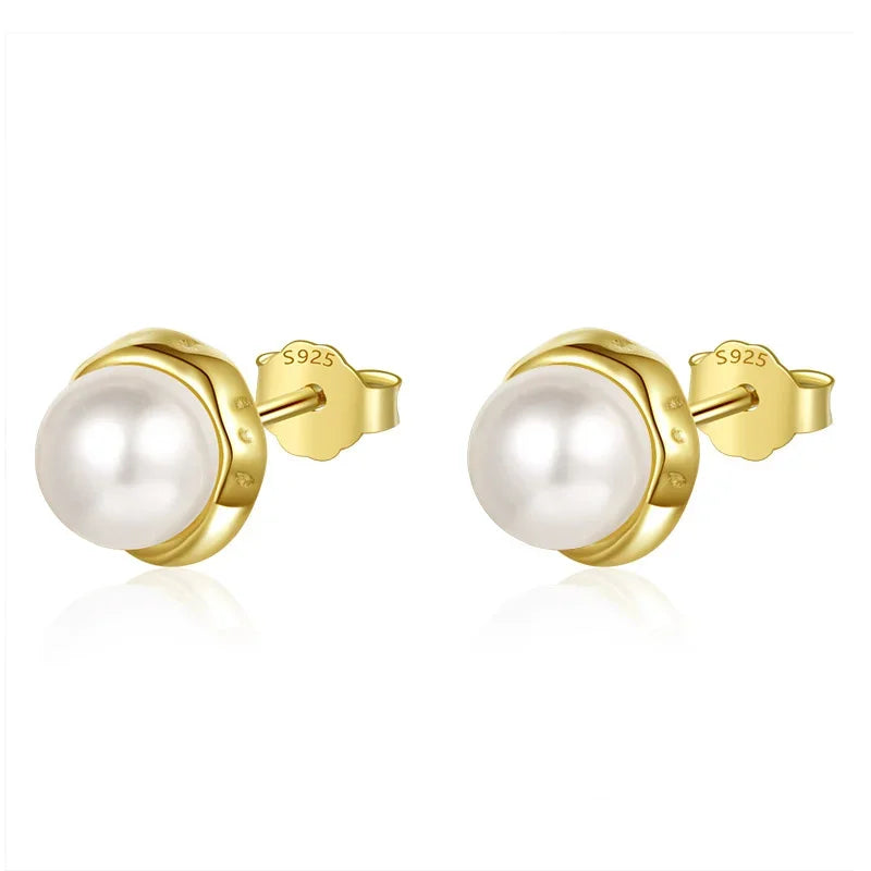 TrustDavis Real 925 Sterling Silver Sweet Natural Freshwater Pearl Stud Earrings For Daughter Girls Birthday Gift Jewelry DE0308
