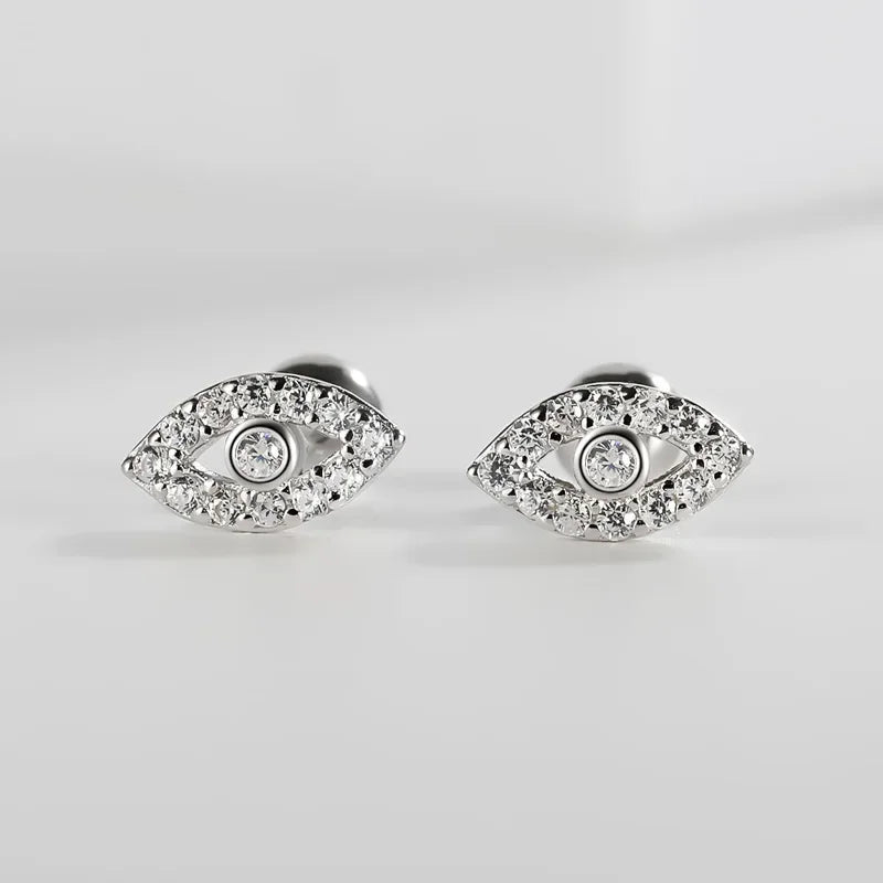 TrustDavis Girls 925 Sterling Silver Wise Eyes CZ Screw Safe Stud Earrings for Daughter Children Birthday Gift Jewelry DS4152