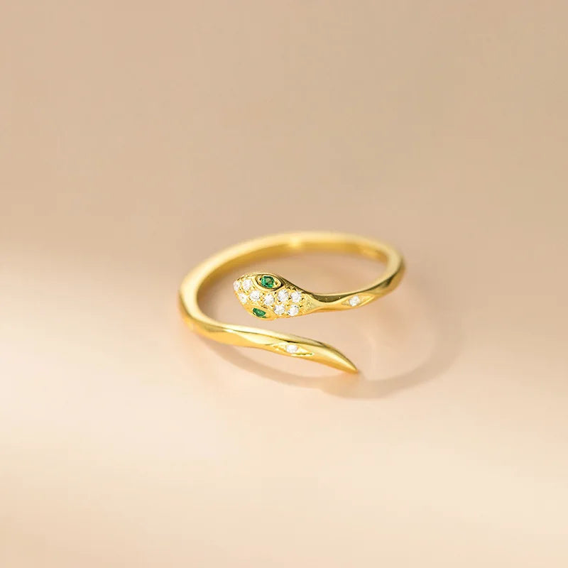 TrustDavis Real 925 Sterling Silver Ring Fashion Sweet Animal Snake Opening Rings for Women Girl Gift Fine Jewelry DS4175