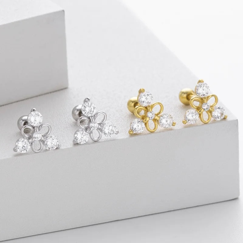 Fashion Simple Triangular Zircon Screw Earrings DS4752