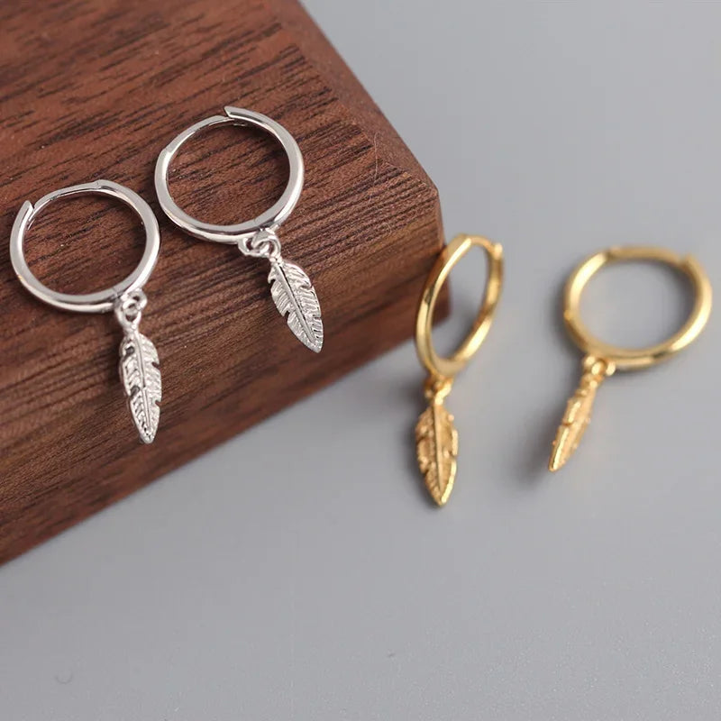 Minimalist INS Feather Hoop Earrings DA781