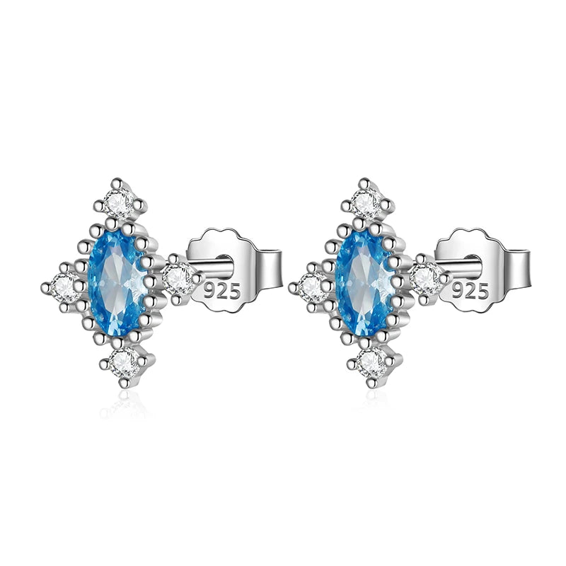 Trustdavis Real 925 Sterling Silver Sweet Geometry Zircon Stud Earrings for Women Wedding Party Fine S925 Jewelry DA3217