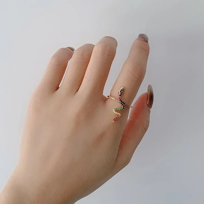 Snake Dazzling Zircon Opening Rings DA2434