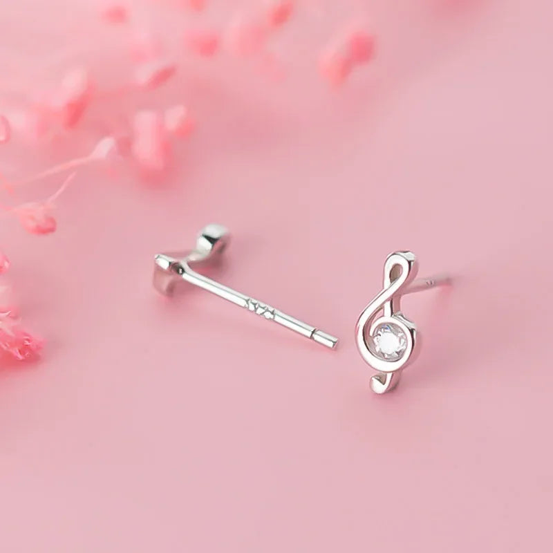 Trustdavis Girls Real 925 Sterling Silver Music Note Stud Earrings Girls Daughter Birthday Party Gift Jewelry DS4276