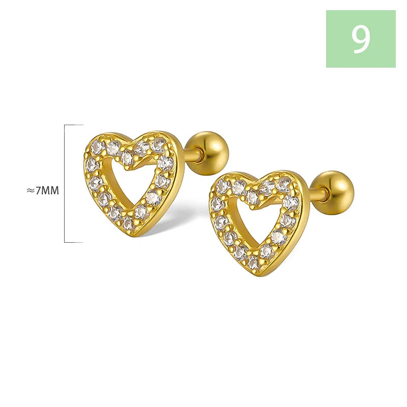 Geometric Zircon Screw Stud Earrings DS4644