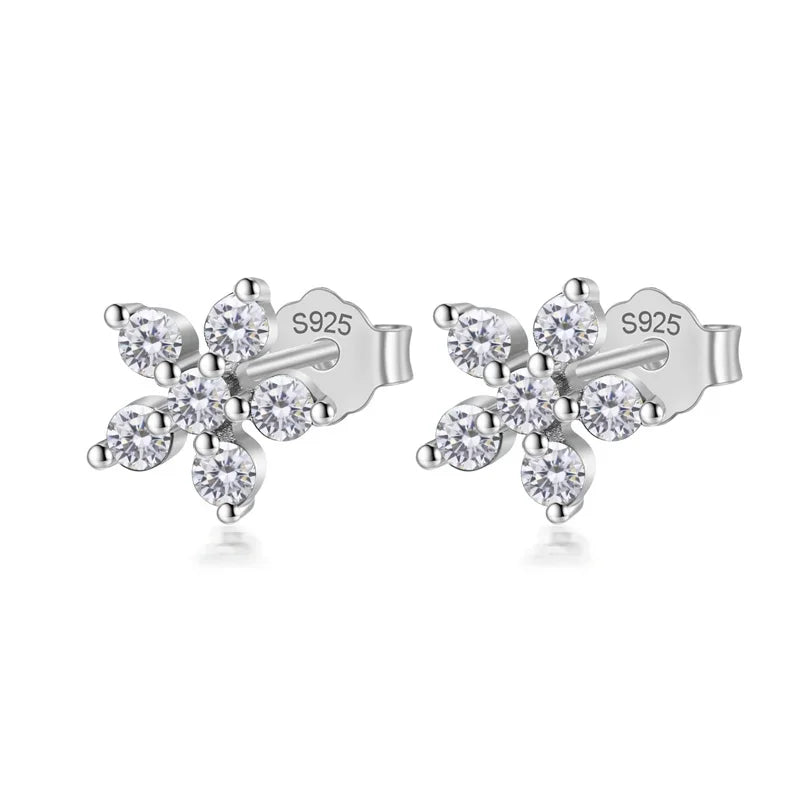 TrustDavis Real 925 Sterling Silver Fashion Flower Colour CZ Stud Earrings For Women Daughter Girls Birthday Gift Jewelry DF247