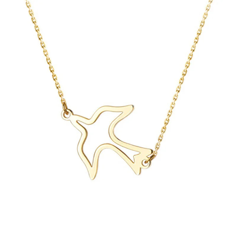 Trustdavis Real 925 Sterling Silver Fashion Gold Hollow Birds Clavicle Chain Necklace For Women Wedding Party Jewelry DA2705