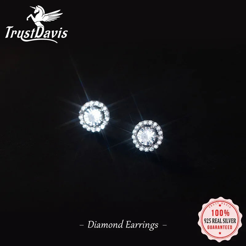 Round Twinkling CZ Stud Earring For Women Wedding Party Fine Jewelry DA2620