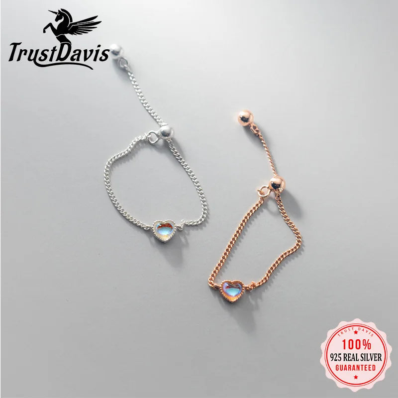 Romantic Heart Love Chain Opening Ring DA2397