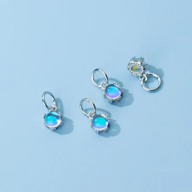 Round Moonstone Charm Pendant DIY Accessories HY316