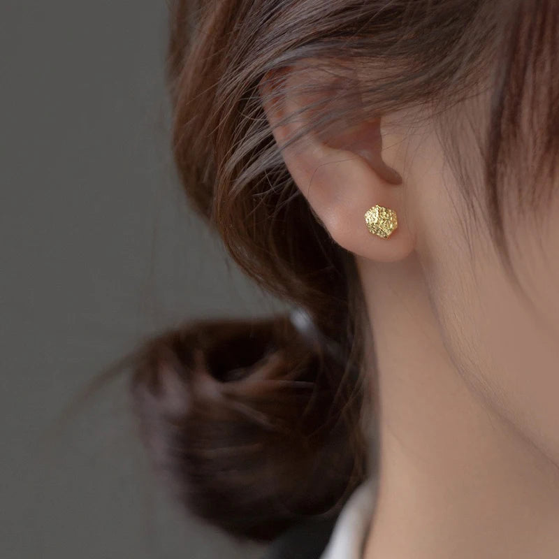 TrustDavis New 925 Sterling Silver Simple Irregular Geometry Stud Earrings for Women Fine Anniversary Gift DA3225