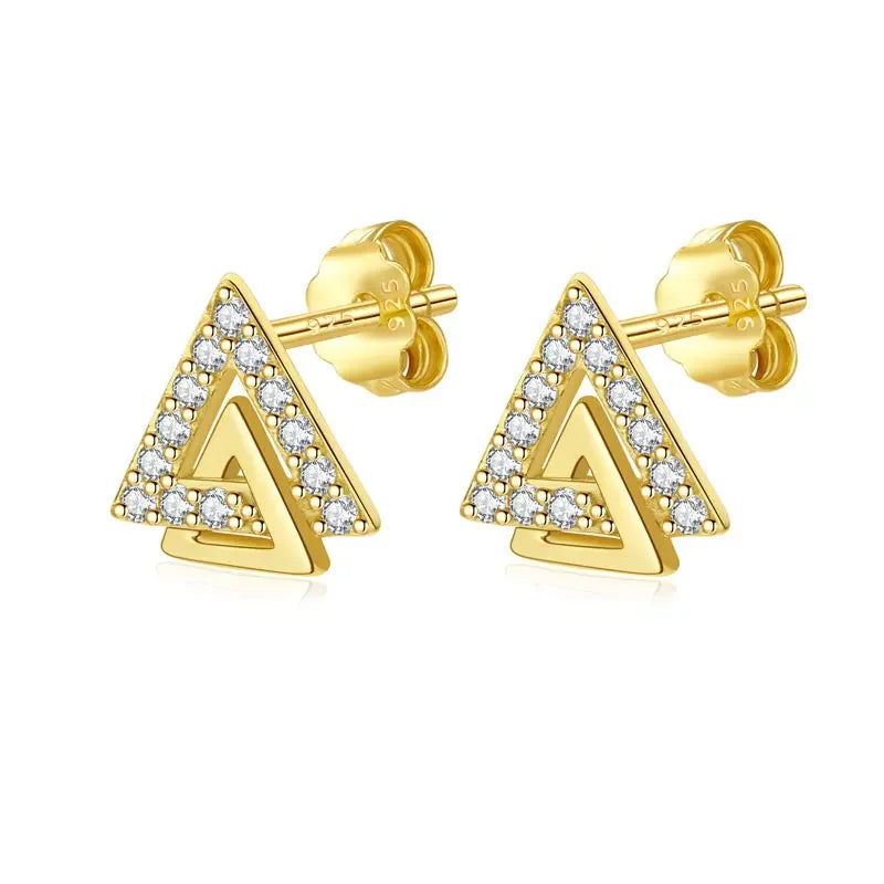 TrustDavis Real 925 Sterling Silver Fashion Sweet Triangle V Shape CZ Stud Earrings For Women Wedding Party Fine Jewelry DB1453