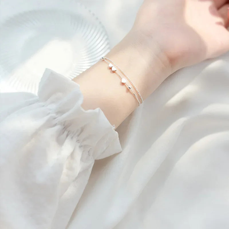 Fashion Double Layer Heart Beads Bracelet DS741