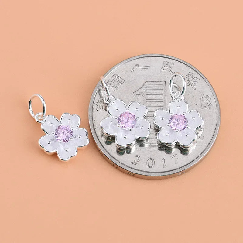 Flower Pink Charm Pendant Handmade DIY Accessories HY050