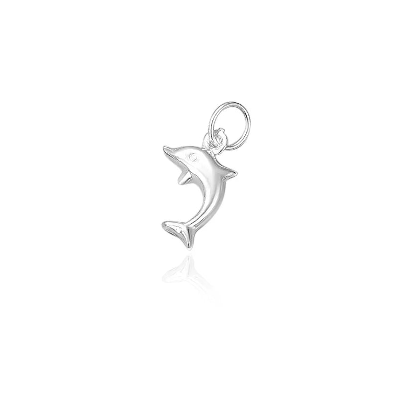 TrustDavis Real 925 Sterling Silver Fashion Animal Dolphin Charm Pendant Handmade DIY Accessories Fine Jewelry DZ1715
