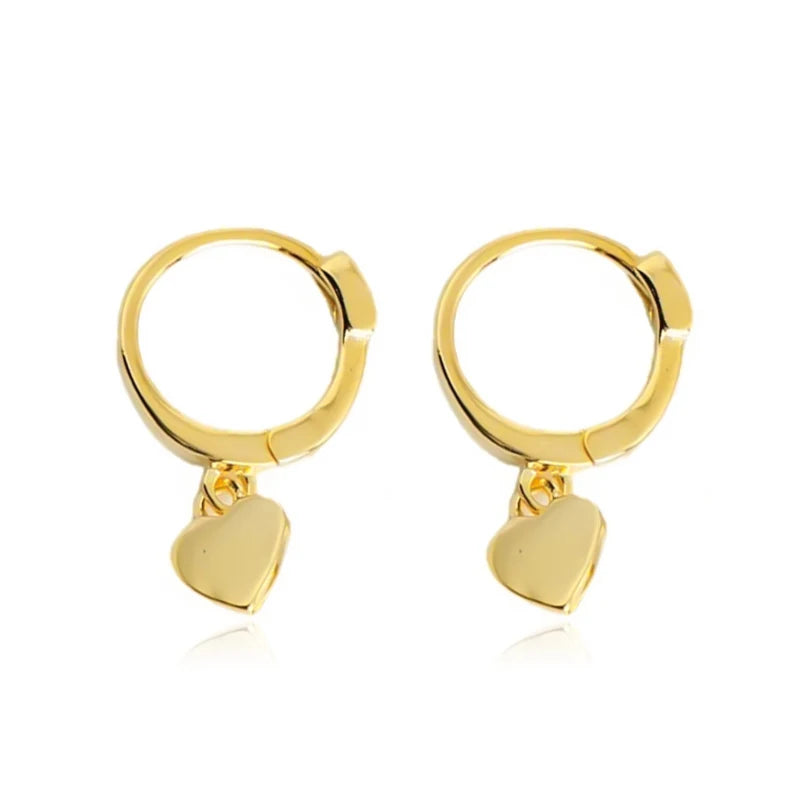 TrustDavis Authentic 925 Sterling Silve Fashion Romantic Heart Charm Hoop Earrings For Women Wedding Party Fine Jewelry DA2114