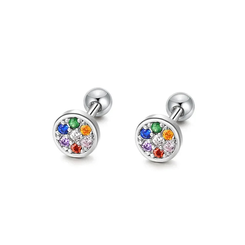 Corss Moon Bead Screw Stud Earrings DS4143