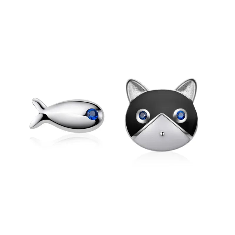 Asymmetric Cat Fish Stud Earrings DS856