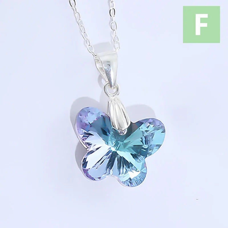 TrustDavis Women 925 Solid Sterling Silver Butterfly Necklace for Lady Girls Birthday Gift Fine S925 Jewelry DS4231