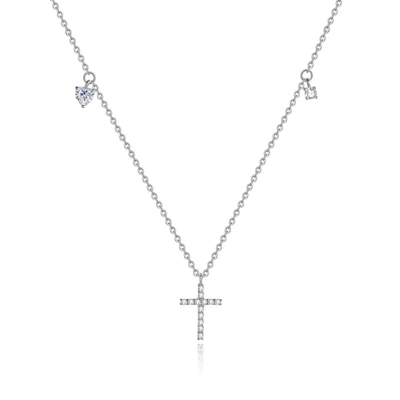TrustDavis Real 925 Sterling Silver Sweet Flower Dazzling CZ Pendant Clavicle Necklace For Women Wedding Fine Jewelry DG0072