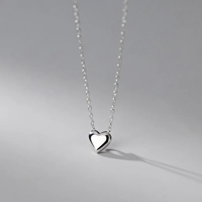 TrustDavis Women 925 Solid Sterling Silver Glossy Love Pendant Necklace for Lady Girls Birthday Gift Fine S925 Jewelry DS4463