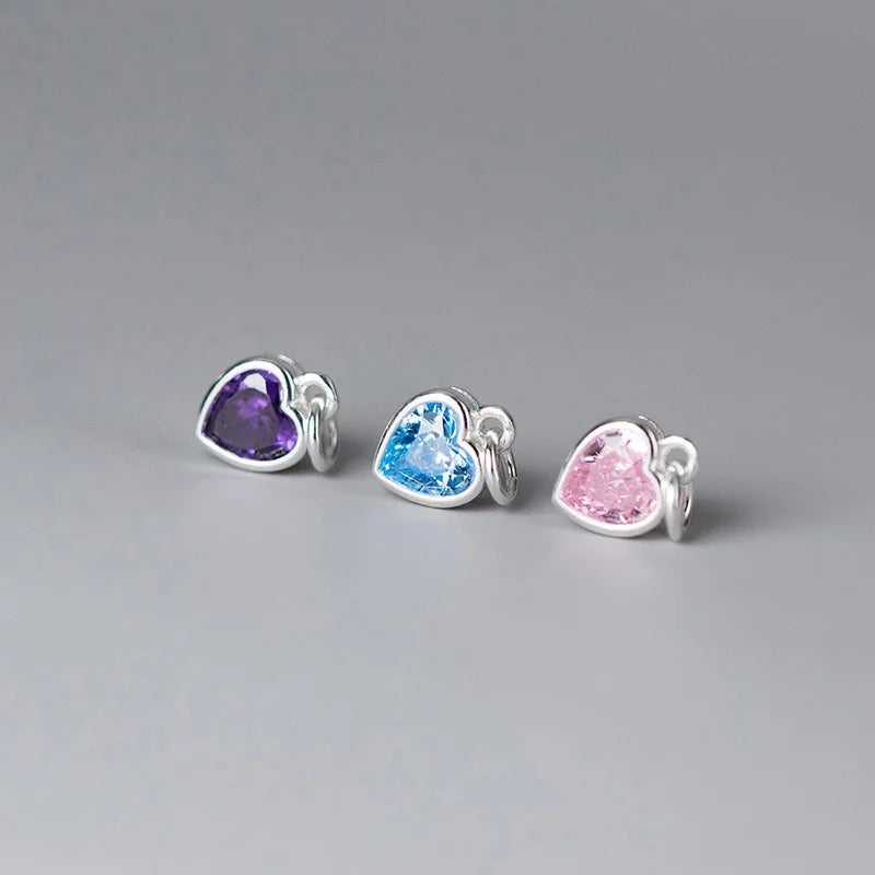 Heart Colour Pendant DIY Necklace Accessories Fine S925 Jewelry HY838